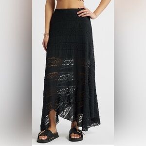 BP Black asymmetric Lace Midi Skirt